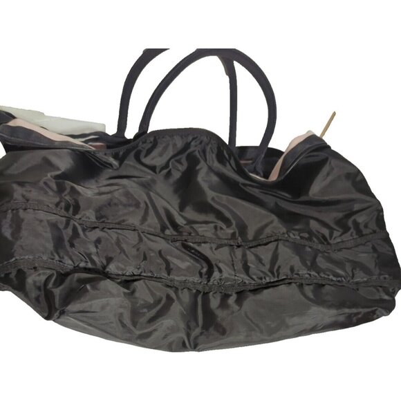 Victoria’s Secret Expandable Weekender Tote Bag Pink/Black Stripe Shoulder Strap - Picture 6 of 10